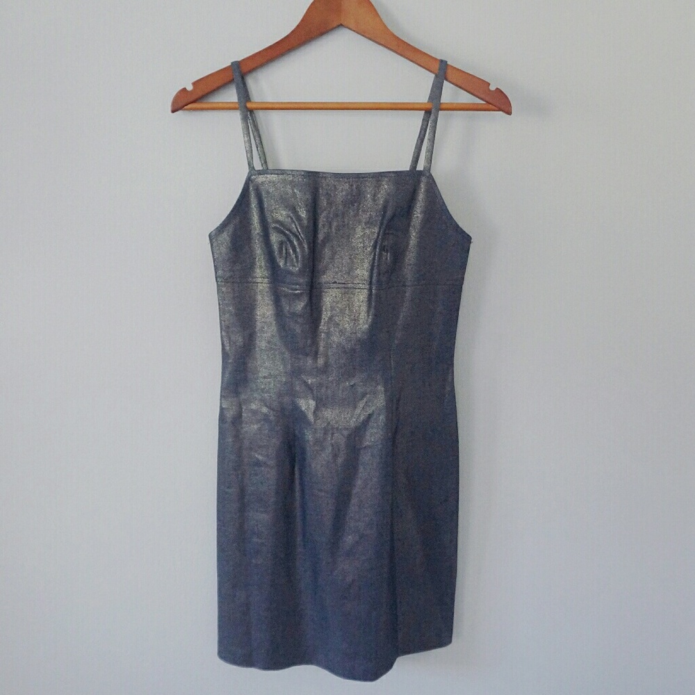 Vintage 90s Metallic Mini Jean Dress
